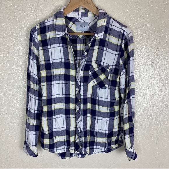 Rails hunter blue yellow plaid shirt size small - Picture 2 of 9
